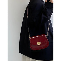 Bright PU Leather Women's Saddle Bag Shoulder Bag Vintage Small Purse