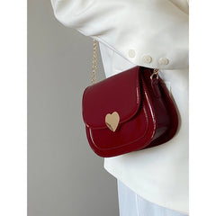 Bright PU Leather Women's Saddle Bag Shoulder Bag Vintage Small Purse