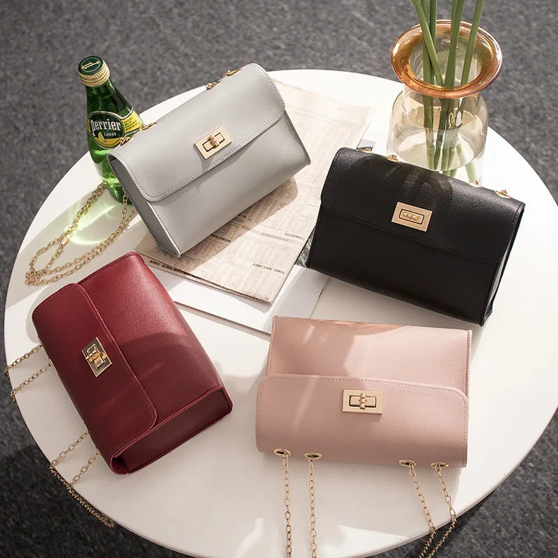 British Small Square Bag Women's Handbag PU Leather Shoulder Chain Mobile Phone
