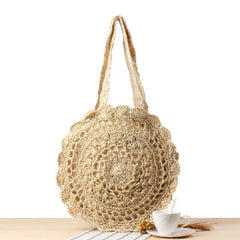 British Style Round Straw Bag for Women