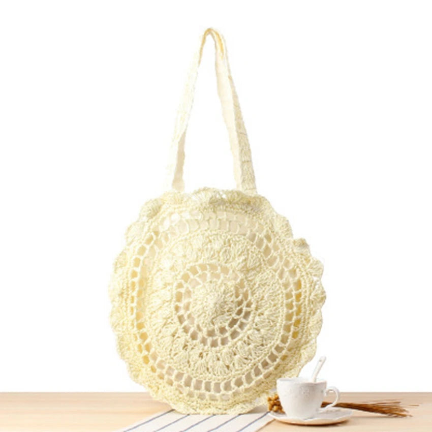 British Style Round Straw Bag for Women