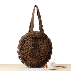 British Style Round Straw Bag for Women