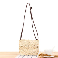 One-Shoulder Straw Bag Natural Hand-Woven Travel Vacation Beach