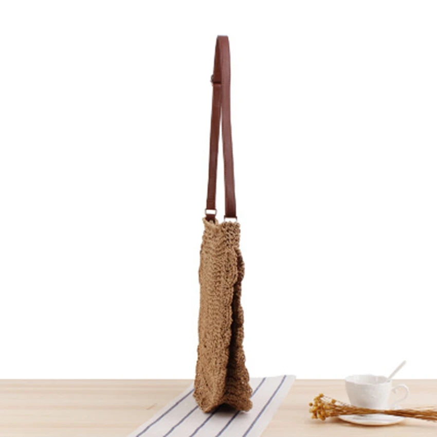 British Style Straw Bag Dual-Use Hand-Woven Shoulder Bag