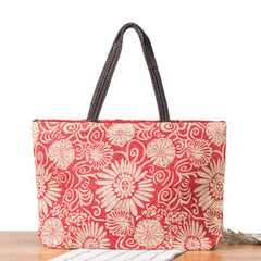 British Large Capacity Beach Bag Casual Shoulder Straw Holiday Woven Bag