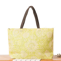 British Large Capacity Beach Bag Casual Shoulder Straw Holiday Woven Bag
