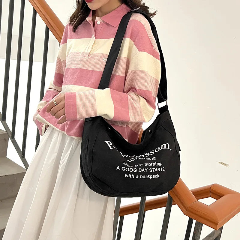 Large Capacity Canvas Shoulder Bag Crossbody Tote Bag