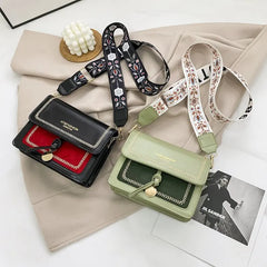 Contrast Leather Crossbody Bags for Women