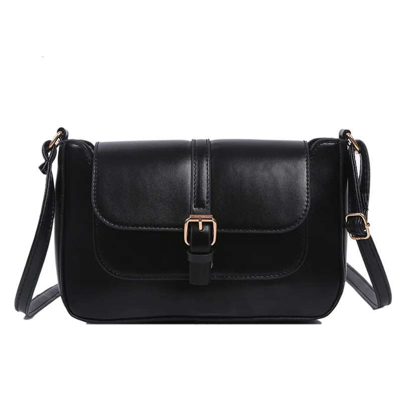 Brown Leather Crossbody Messenger Bag for Women Medium Size Retro Handbag