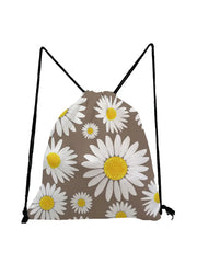 Floral Printed Drawstring Backpack Unisex Eco-Friendly Portable Storage Bag