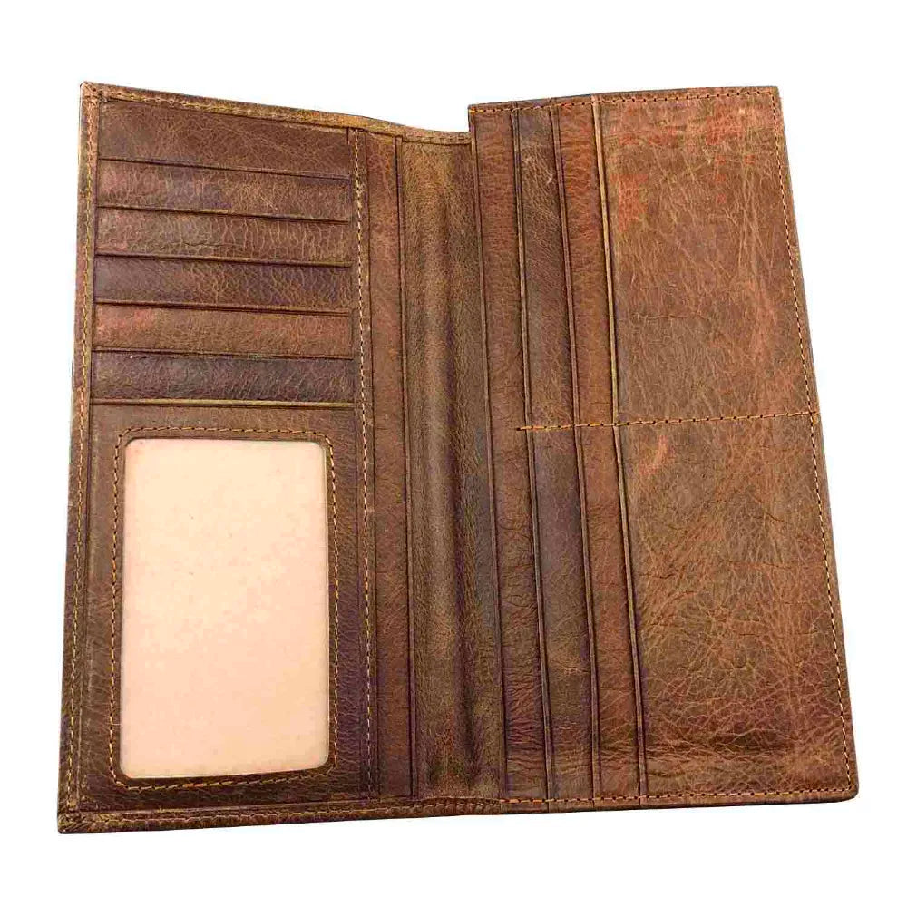 Brown Vintage Cow Leather Wallet Long Purse
