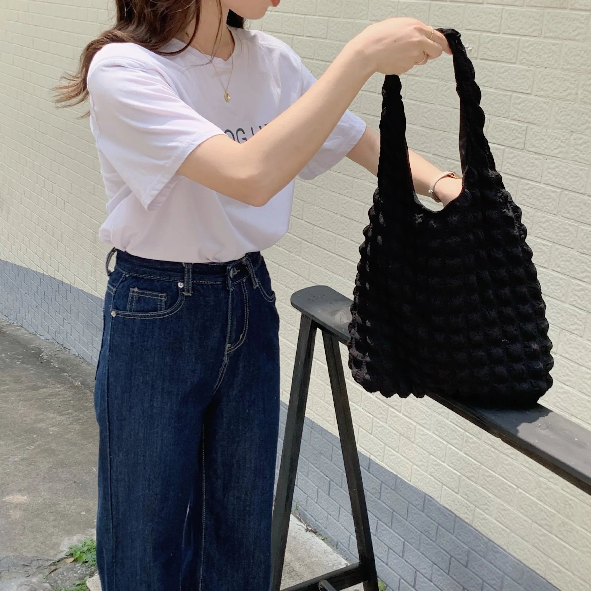 Bubble Flower Women's Shoulder Bag Large Capacity Tote Bag