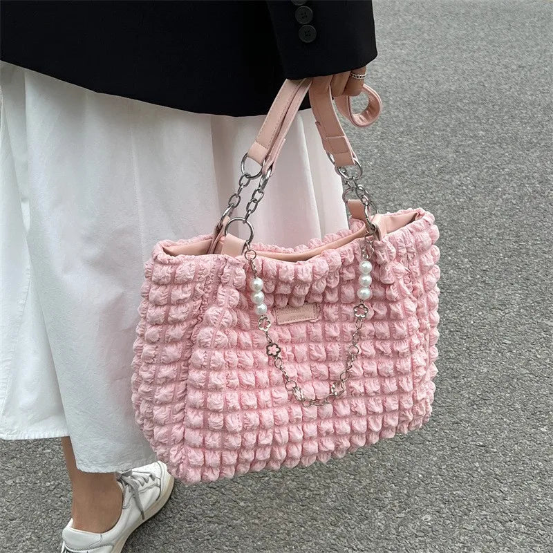 Bubble Flower Shoulder Bag Girls Student Vest Shopping Bags