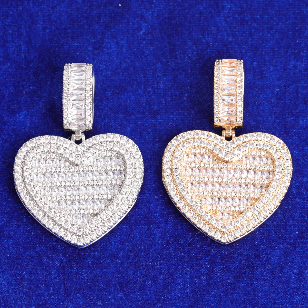 Bubble Letter Heart Pendant Men Necklace Hip Hop Jewelry