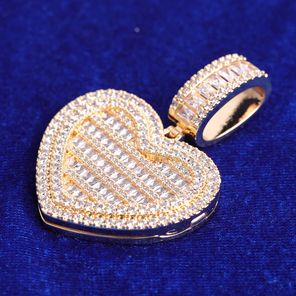Bubble Letter Heart Pendant Men Necklace Hip Hop Jewelry