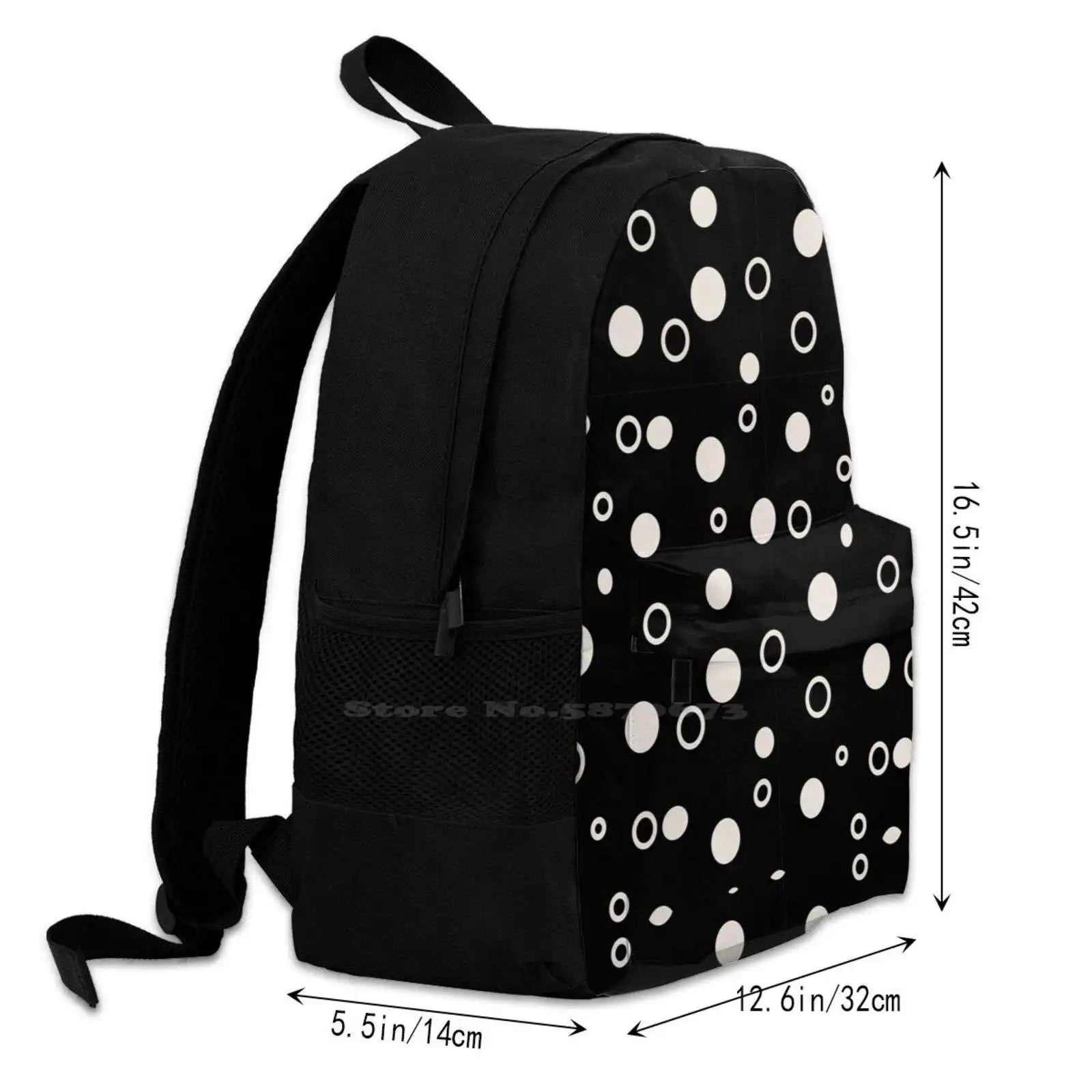 Big Capacity Backpack Laptop 15 Inch Dots Peach Circles Bubbles