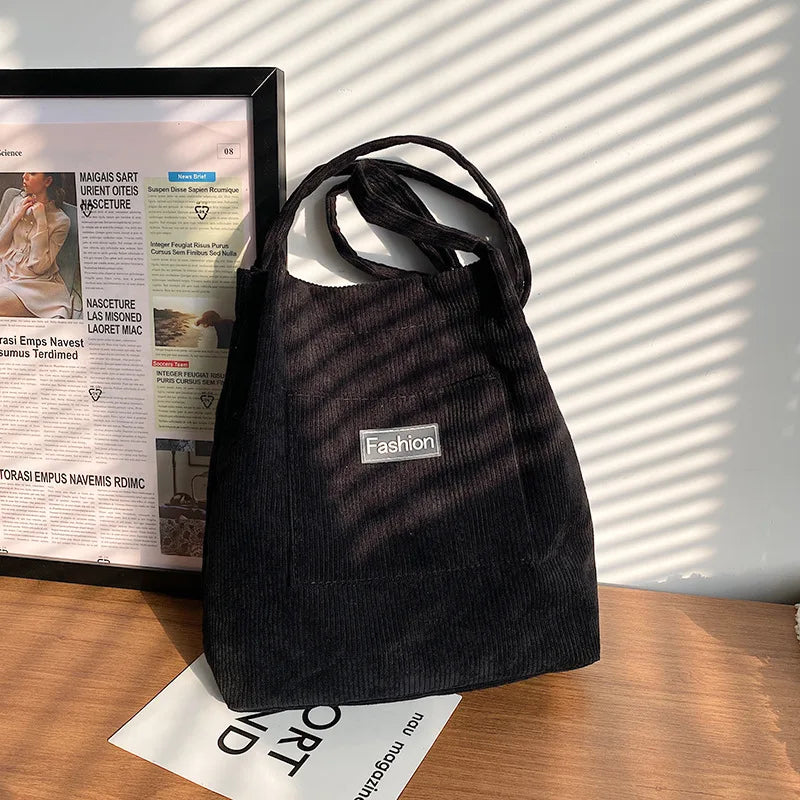 Corduroy Bucket Bag Large Capacity Tote Female Handbags