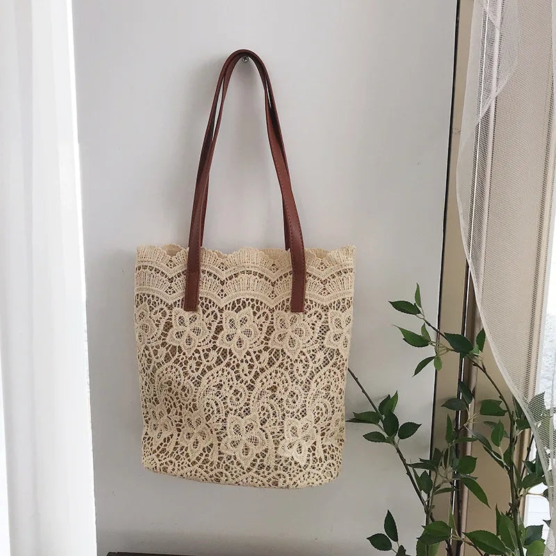 Lace Women Tote Bag Summer Shoulder Handbag