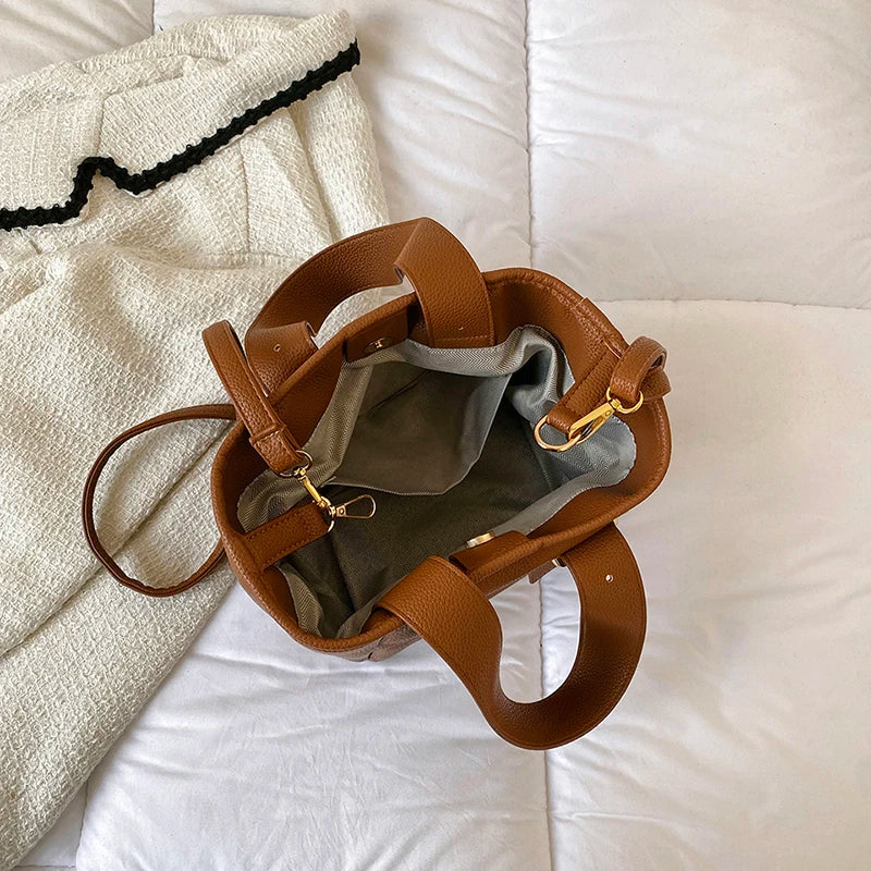 Soft Leather Bucket Shoulder Bag Crossbody Totes Messenger Bag