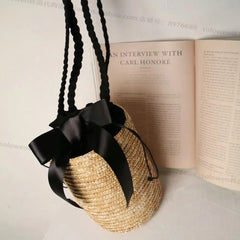 Straw Bag Knitted Flower Beach Storage Messenger Bag Woven Shoulder Bags