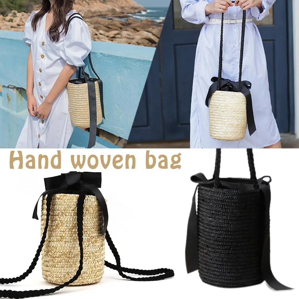 Straw Bag Knitted Flower Beach Storage Messenger Bag Woven Shoulder Bags