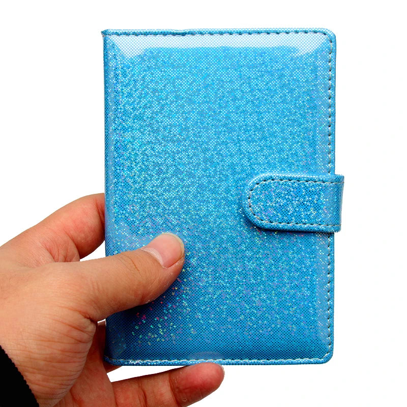 Star Glitter Passport Holder Button Leather Ticket Holder