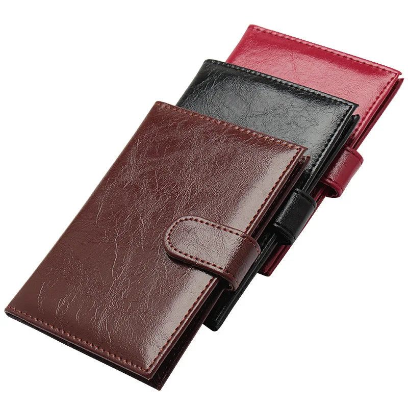 Passport Holder & ID Card Cover Oil Wax PU Leather Solid Bags