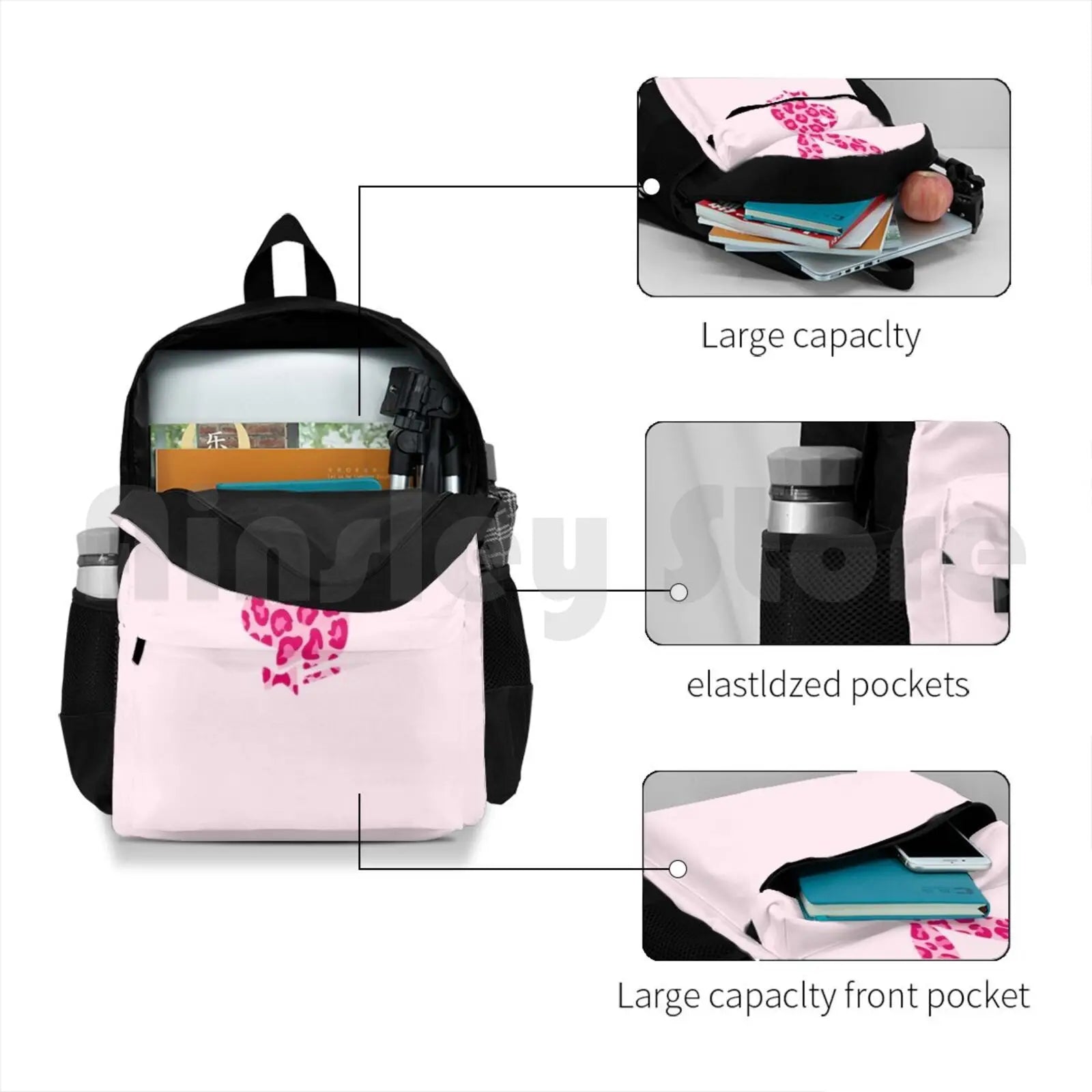 Bunny-Leopard Print Outdoor Hiking Backpack Waterproof Camping Travel