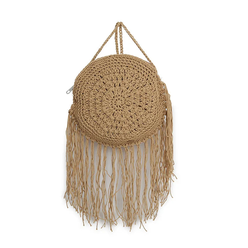 Women's Shoulder Bag with Round Tassel Decoration