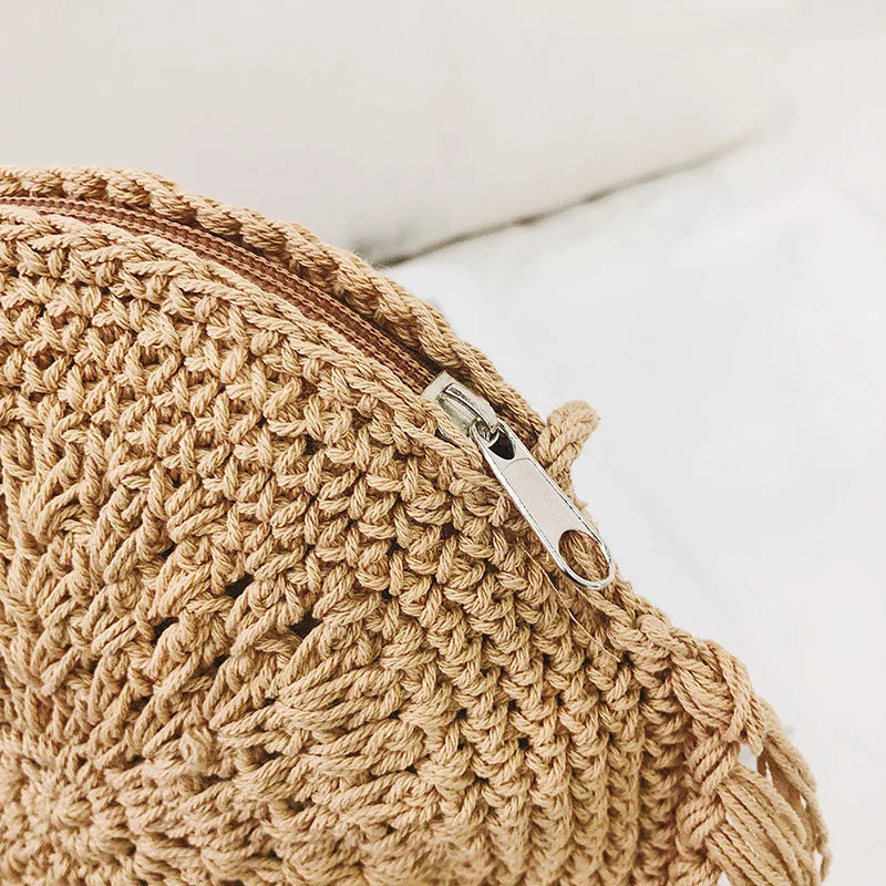 Women's Shoulder Bag with Round Tassel Decoration