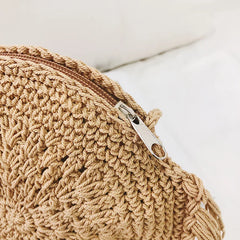 Women's Shoulder Bag with Round Tassel Decoration