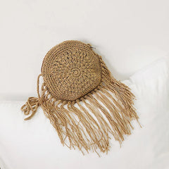 Women's Shoulder Bag with Round Tassel Decoration
