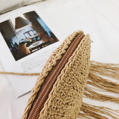 Women's Shoulder Bag with Round Tassel Decoration