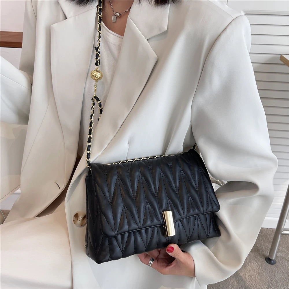 Burminsa Quilted Shoulder Bag PU Leather Flap Crossbody Handbag
