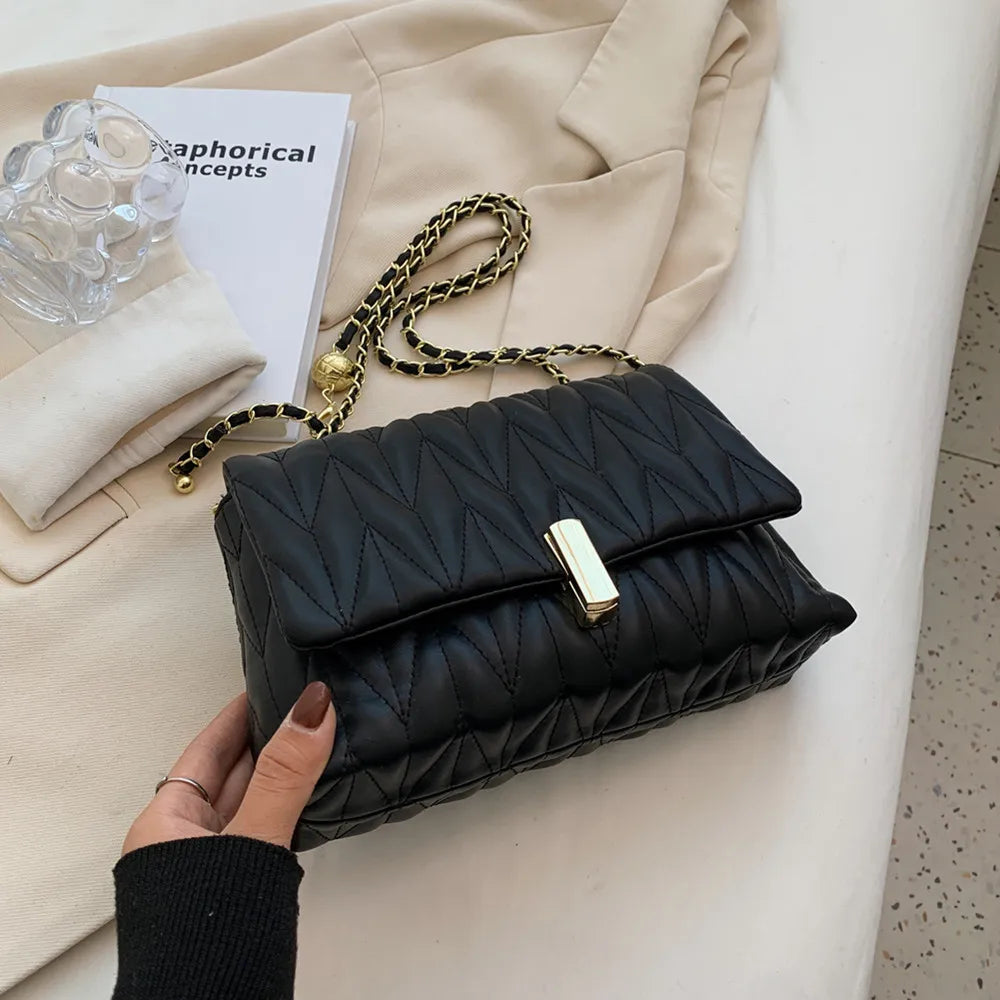 Burminsa Quilted Shoulder Bag PU Leather Flap Crossbody Handbag