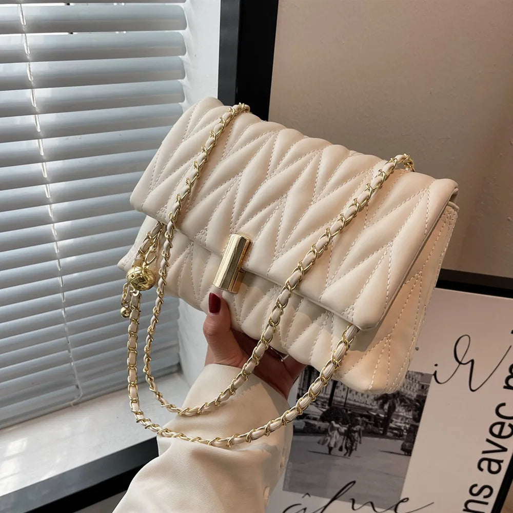 Burminsa Quilted Shoulder Bag PU Leather Flap Crossbody Handbag