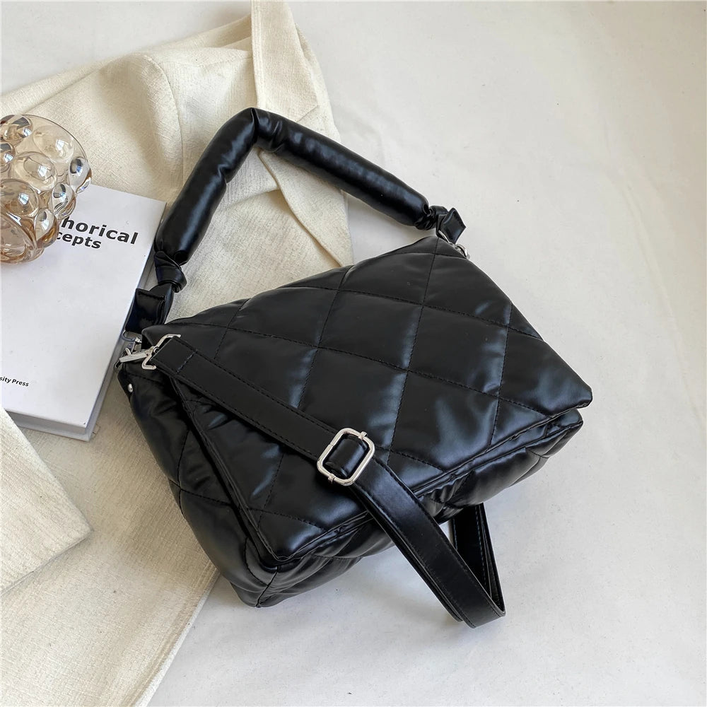 Women's Winter Down Padded Shoulder Bag Large Capacity Crossbody Handbag