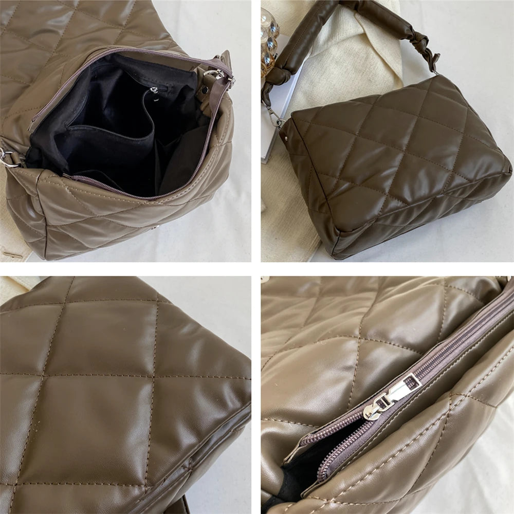 Women's Winter Down Padded Shoulder Bag Large Capacity Crossbody Handbag