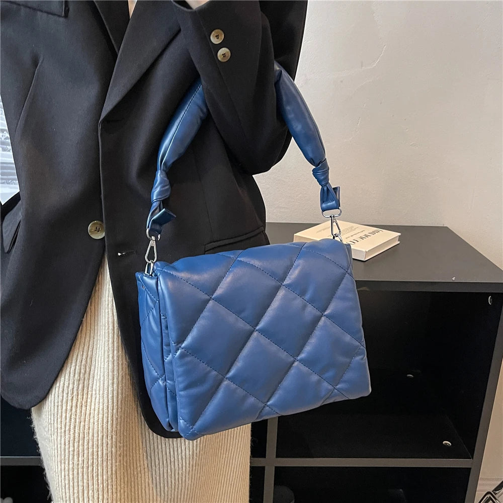 Women's Winter Down Padded Shoulder Bag Large Capacity Crossbody Handbag