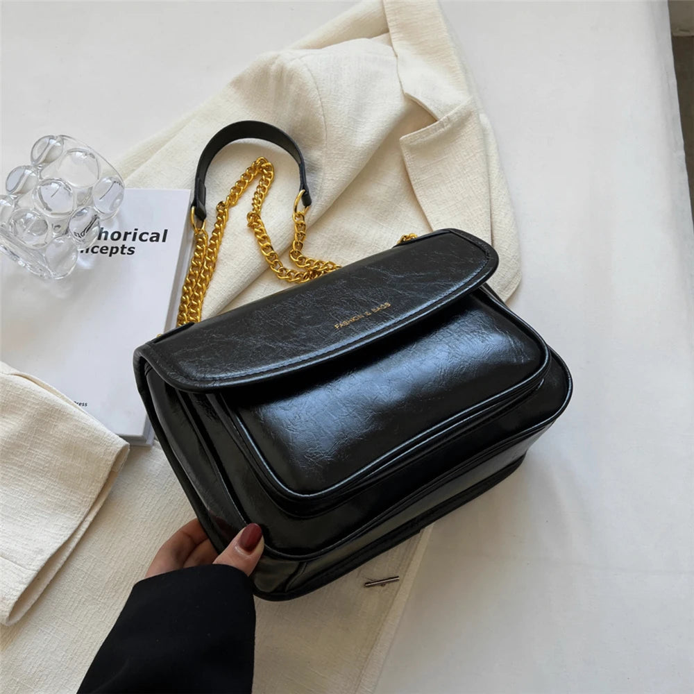 Flap Shoulder Bags With Chain Crossbody PU Leather Handbags