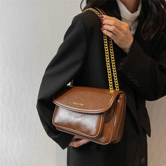 Flap Shoulder Bags With Chain Crossbody PU Leather Handbags