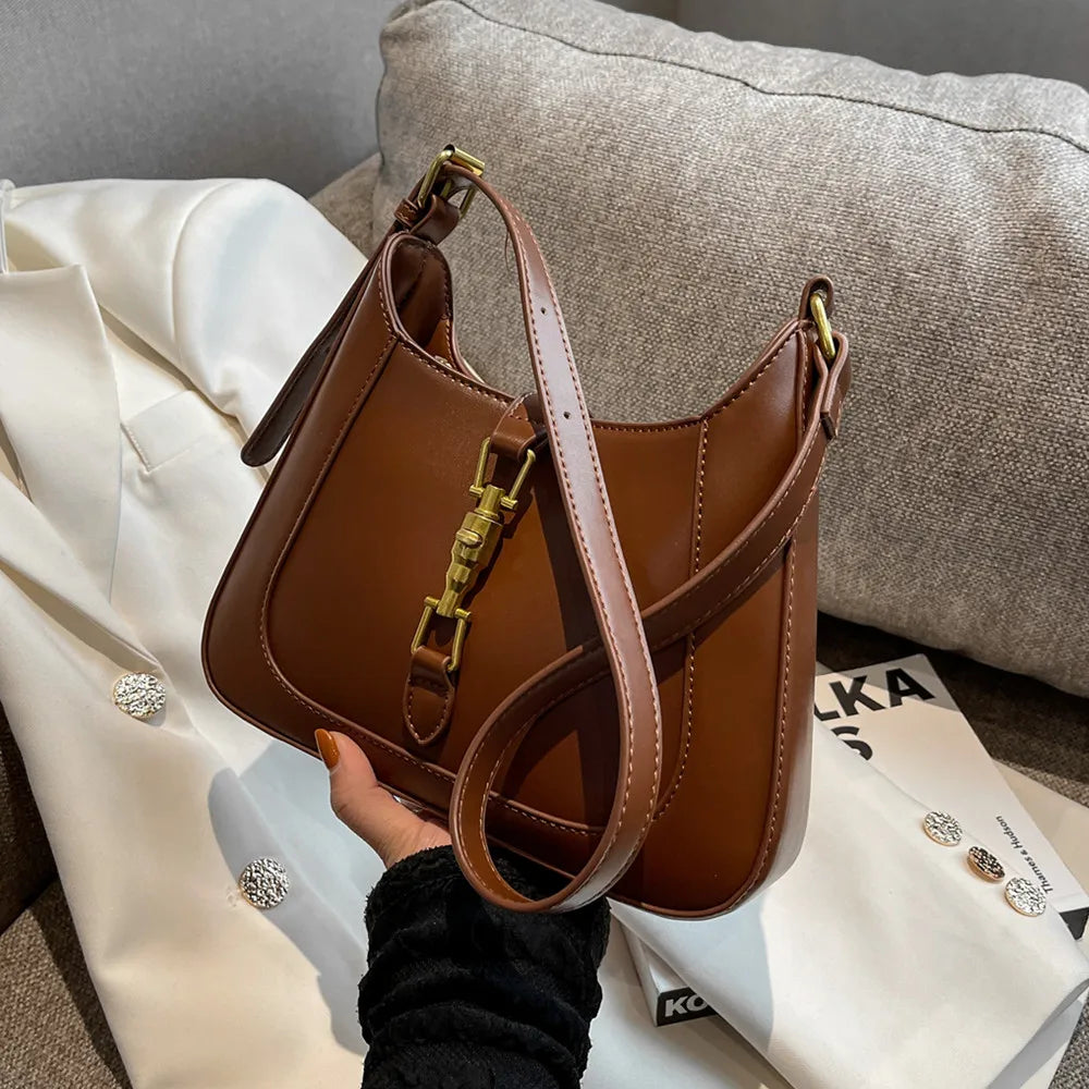 Vintage Leather Crossbody Bag for Women, Underarm Shoulder Handbags