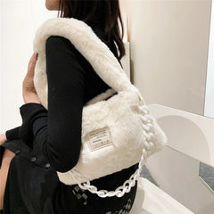 Soft Fluffy Shoulder Bags For Women Winter Candy Plush Female Tote