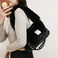 Soft Fluffy Shoulder Bags For Women Winter Candy Plush Female Tote