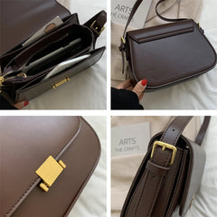 Vintage Saddle Small Shoulder Bags For Women Crossbody Bag PU Leather