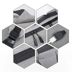 Men's Business Backpack USB Charging Rucksack Waterproof Oxford Cloth 15.6 Inch