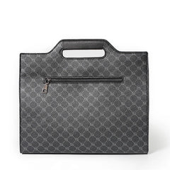 Men's Leather Briefcase Plaid Messenger Bag