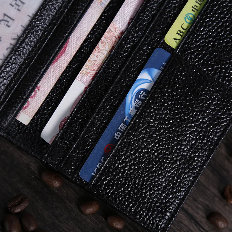 Men's Long Cow Leather Wallet Multi-card Business Bag