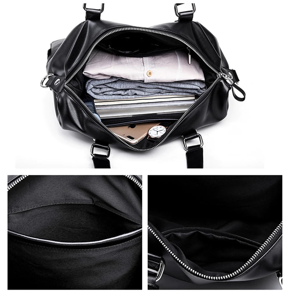 Business Men Travel Handbags High PU Leather Laptop Briefcase