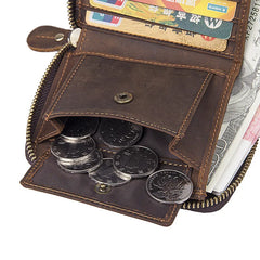 Men's Cow Leather Short Wallet High Cash Purses Clutch Vintage